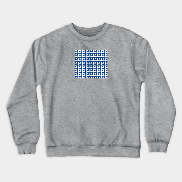 Squares Pattern Blue + White Crewneck Sweatshirt by NolkDesign